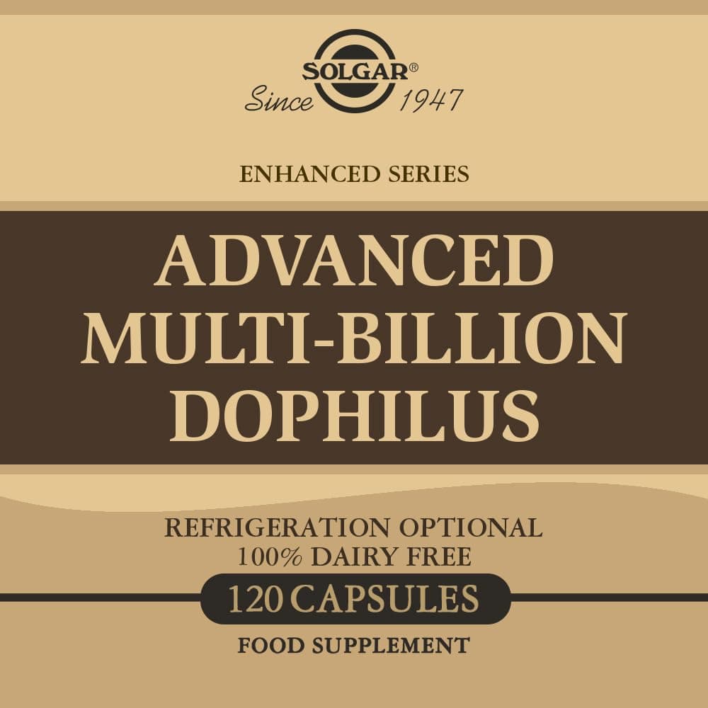 Solgar Advanced Multi-Billion Dophilus Vegetable Capsules - Pack of 120-4 Curated Strains of Beneficial Microorganisms - for Digestion and Immune Support - Vegan and Gluten Free