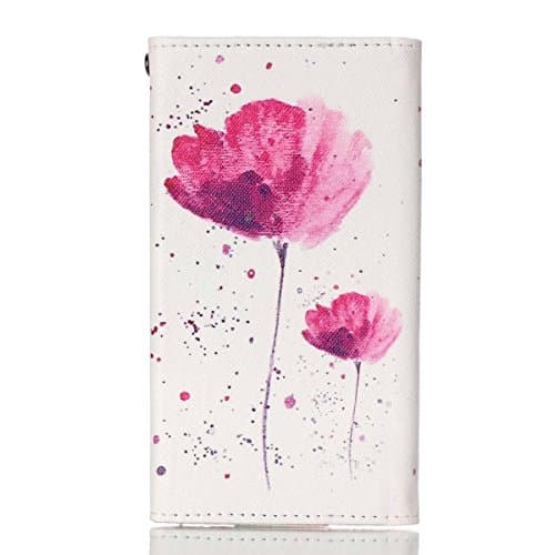 JiaKe M8 Case,Universal Wallet Clutch Bag Carrying Flip Leather Smartphone Case with Card Slots for JiaKe M8 6.0 Inch-Pink Flower Style