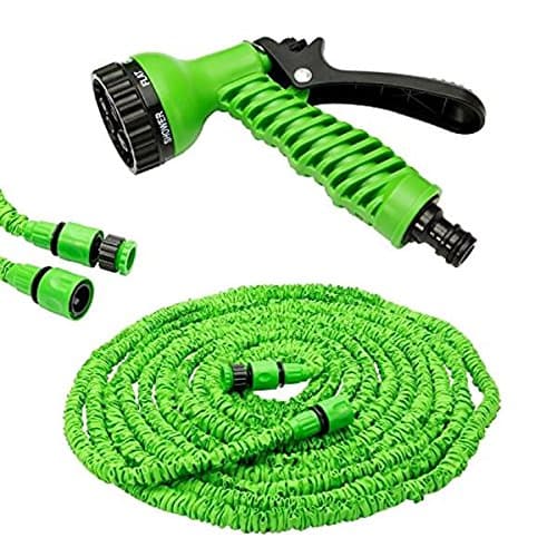 TriEcoWorld Garden Water Hose Extendable Expanding Powerful Flexible Water Magic Hose Pipe Garden 100ft 7speed Spray with Free Jet Spray Nozzle, GREEN