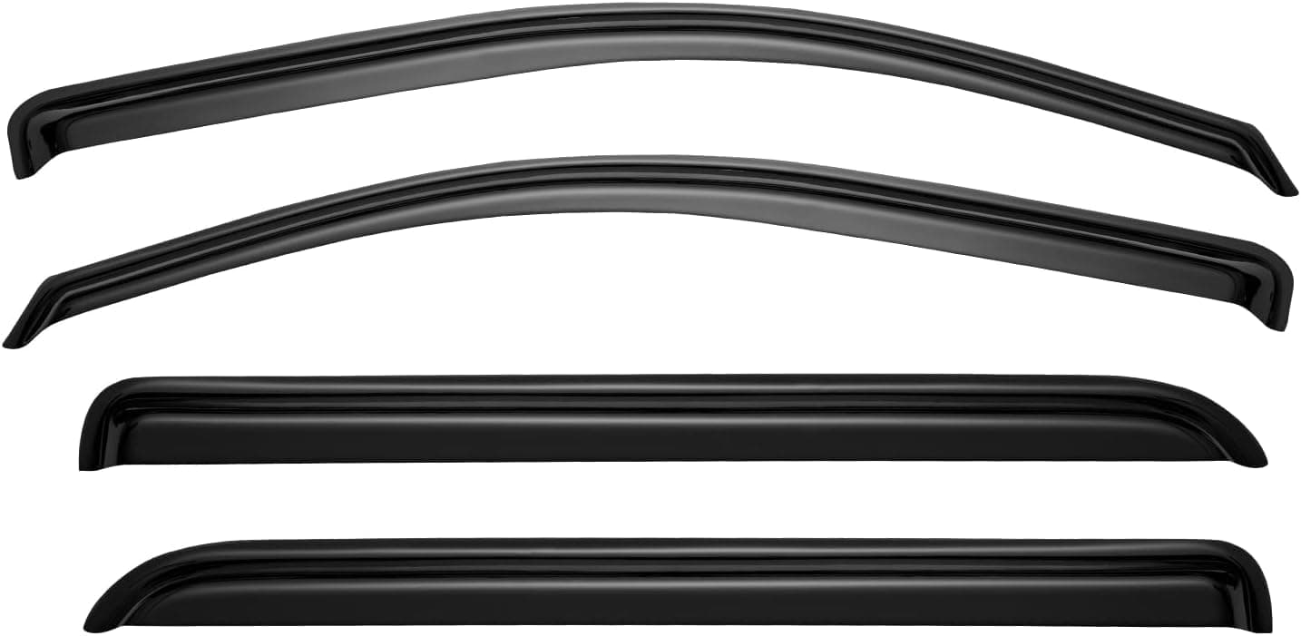 Window Visor for Nissan Sentra 2007-2012, Out-Channel Rain Guards Shields Vent Shade Deflector Wind Dark Smoke Ventshade Ventvisor 2008 2009 2010 2011, Tape-On Outside-Mount, 4PCS