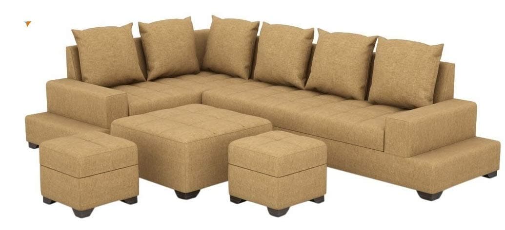 Zikra Six Seater L-Shaped Sofa (Brown)