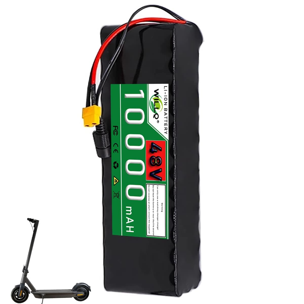 48V 10Ah E-bike Battery 48 Volts Lithium Battery Pack 13S4P 10000mAh Rechargeable Battery for 500W Scooter Motor Waterproof Electric Bicycle Battery with Charger,48v10ah xt60