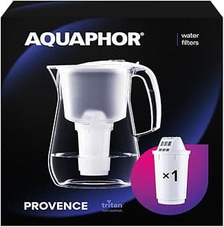 Provence White Water Filter Jug - Counter Top Design with 4.2L Capacity, 1 X A5 Filter with added Magnesium included, Reduces Limescale, Chlorine & Microplastics, Perfect for Families.