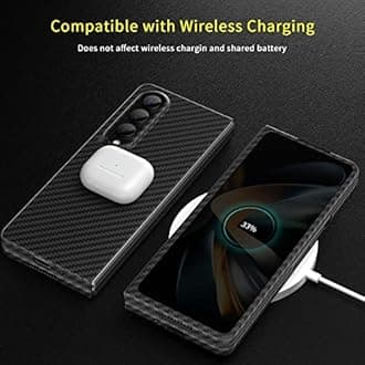 memumi Real Carbon Fiber for Samsung Galaxy Z Fold 4 5G Case, Sturdy Durable Carbon 0.5 mm Slim Case for Galaxy Z Fold4 Carbon Fiber Aramid Fiber with Military-Grade Drop Protection Black