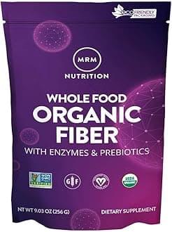 Whole Food Organic Fiber with Enzymes & Prebiotics - Organic High Fiber Powder Supplement for Daily Digestive Support, Soluble & Insoluble Dietary Fiber, Prebiotic Blend, 6g Fiber - 32 Servings