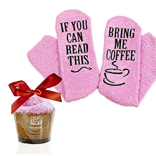 DreamBundle's Novelty Socks + Gift Package "If You Can Read This, Bring Me Coffee" (Coffee Edition! - Pink)