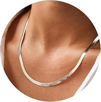 DEARMAY14K Gold Necklaces for Women, Dainty Gold Herringbone Choker Necklace for Women Thin Layered Chunky Snake Chain Necklaces Jewelry for Teen Gifts
