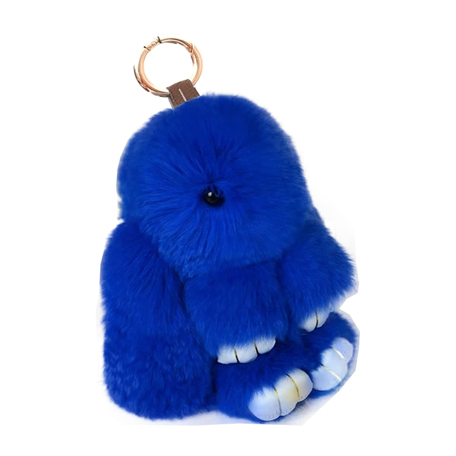 Soft Cute Rabbit Fur Pom Pom Keychain Fluffy Real Rex Bunny Keychain Decoration
