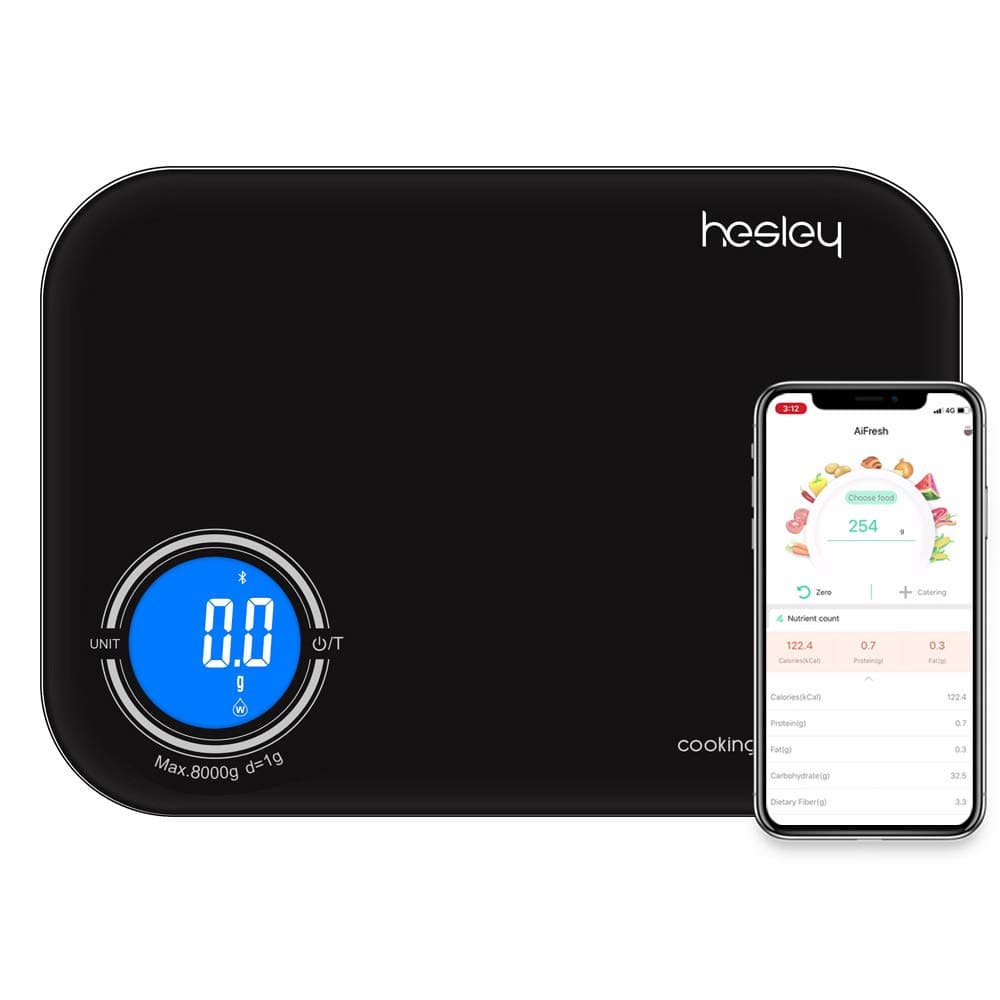 Hesley Kitchen Scale, Smart Food Scale,3 in 1 Function as Digital kitchen/Coffee/Nutrition Scale with Nutritional Calculator and Timer, Using APP to Track Calorie Protein Fat