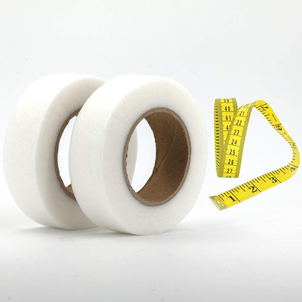 2 Pack 55 Yard 25mm Wonder Web Hemming Tape Hem Tape Adhesive Fabric Fusing Iron-on Tape with Measure Tape color may vary