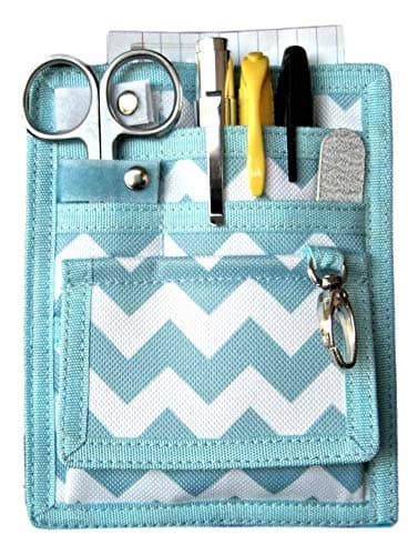 6 Piece Protective Lab Coat Pocket Organizer Kit has Popular Sky Blue Chevron Pattern You're Sure to Love - Perfect Gift For Nurses, Students & You!