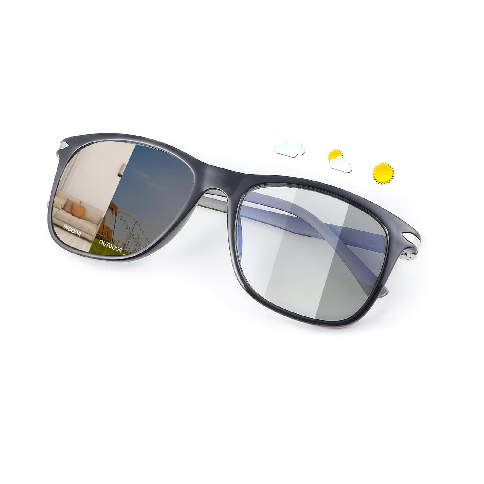 Photochromic Blue Light Blocking Glasses UV400 Sunglasses Spring Hinge Anti Eyestrain Computer Gaming Blue Light Screen Blocker Glasses Clear Lens Anti Glare Eye Protection Eyewear for Men Women