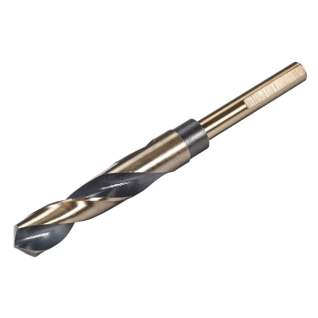 uxcell Reduced Shank Twist Drill Bits 16.5mm Black Nitride & Gold Titanium Coated High Speed Steel 4341 with 10mm (3/8") Shank for Stainless Steel Alloy Metal Plastic Wood