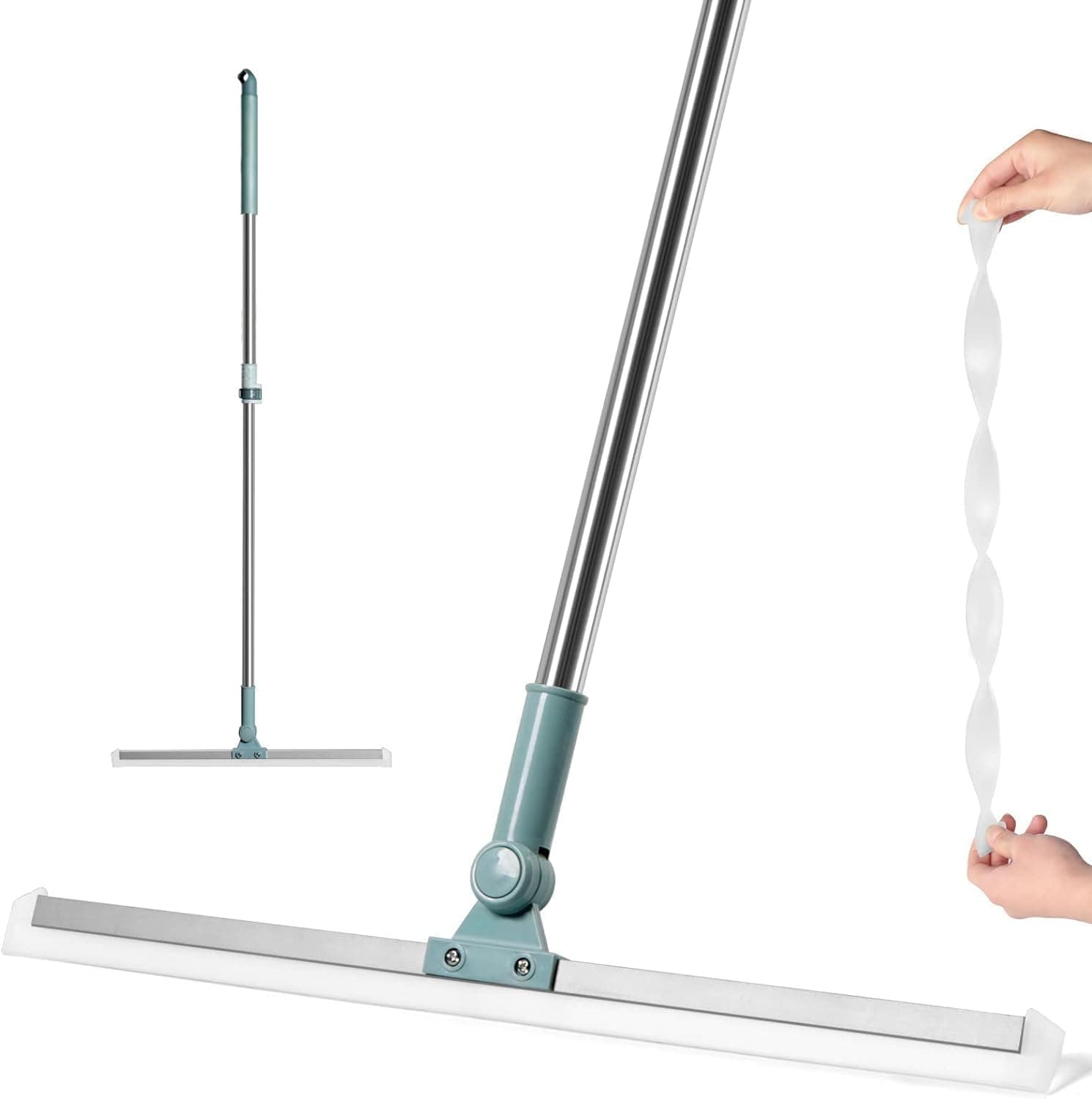 3 in 1 Heavy Duty Magic Broom Silicon Floor Wiper, 180 Rotational Extendable Upto 110 Cm Wiper, Perfect for Bathroom and Kitchen Floors, Stainless Steel Extendable Handles Cleaning Tool