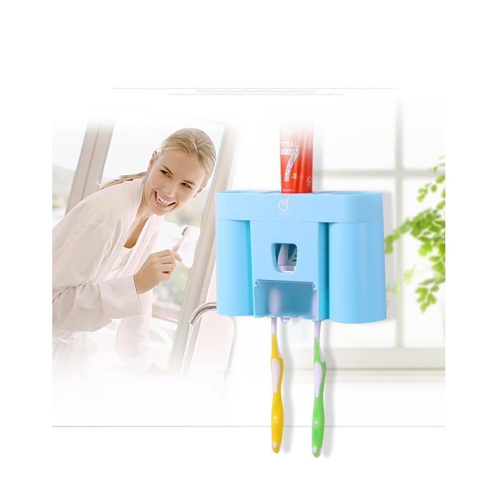 Zetti Wall Mount Toothbrush Holder with Toothpaste Dispenser Bathroom Organizer - Azury