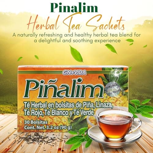 PIÑALIM Tea/Te de Mexican Version- Pineapple, Flax, Green Tea, White Tea - 30 Day Supply by SmileMore