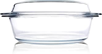 Round Tempered Glass Casserole Dish with Lid, Glass Casserole Baking Dish for Oven, Freezer and Dishwasher Safe - 3QT