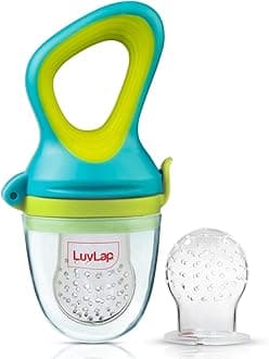 Silicone Food/Fruit Nibbler with Extra Mesh, Soft Pacifier/Feeder, Teether for Infant Baby, Infant, Elegant Blue, BPA Free