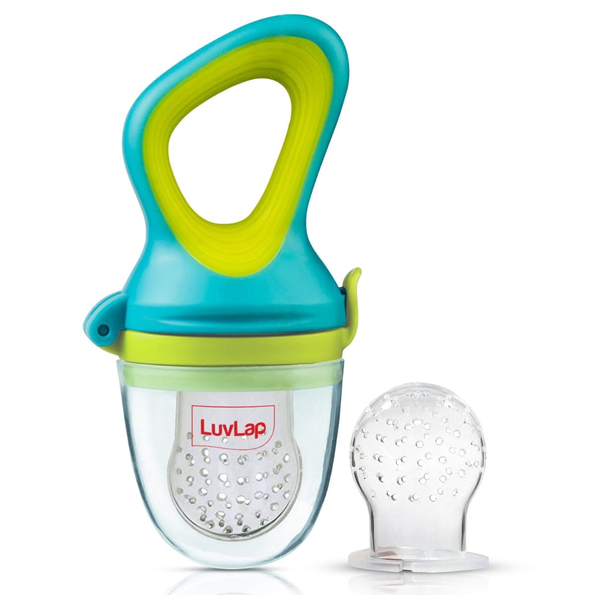 Silicone Food/Fruit Nibbler with Extra Mesh, Soft Pacifier/Feeder, Teether for Infant Baby, Infant, Elegant Blue, BPA Free