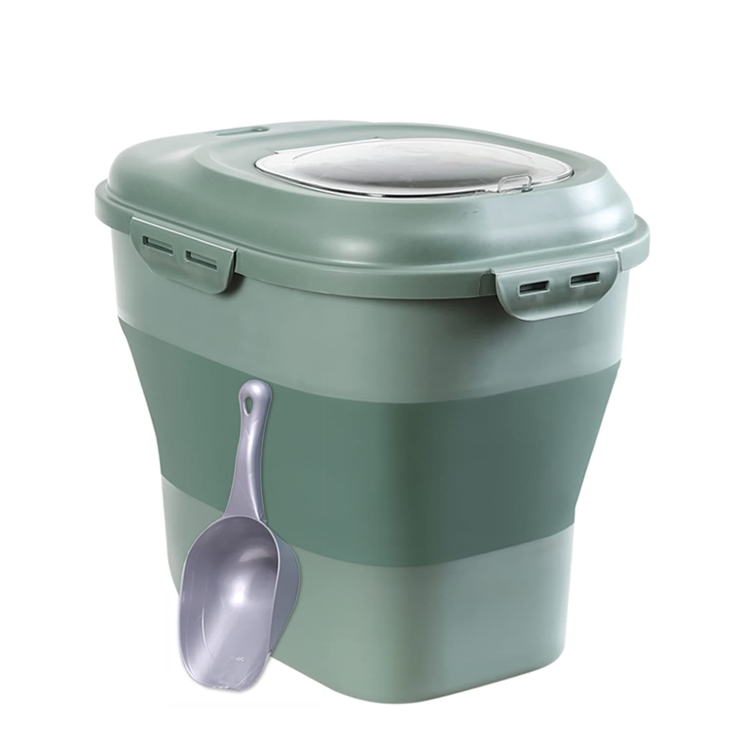 Foldable Dog Food Storage Container, bin for 30Lb Pet Food Cat Food Fish Food Bird Seed with food scoop lid Large Airtight Plastic Containers, 50 Pound Rice Kitchen Storage Holder