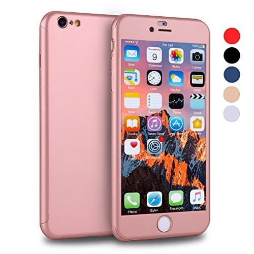 iPhone 6s Case, VANSIN 360 Full Body Cover Ultra Thin Protective Hard Slim Case Coated Non Slip Matte Surface with Screen Protector for Apple iPhone 6 and iPhone 6s (4.7'') - Rose Gold
