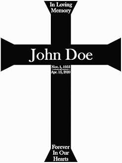 PK Décor Personalized Cross for Grave - Baptism - First Communion - 50th Anniversary - Engraved - Wall Decor - Cross Headstone for Dogs Grave (Cross 6)
