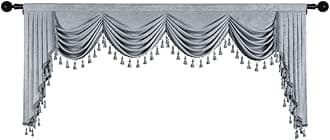 ELKCA Thick Chenille Window Curtains Valance for Living Room Silver Grey Waterfall Valance for Bedroom,Rod Pocket (W110inch, 1 Panel)