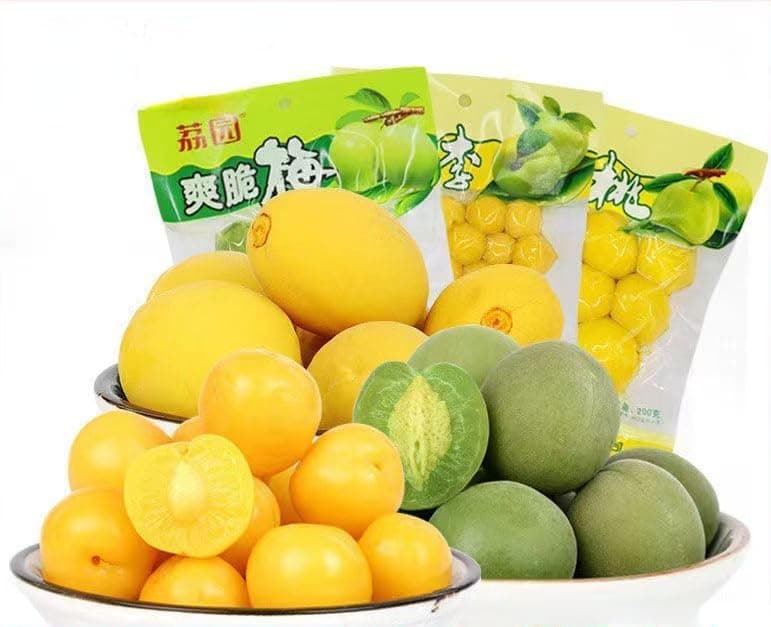 Sour and Sweet Crispy Peach,Crispy Plum，Small Peaches,Pickled fruits，Fruit Snack,Honey Peach Preserved Fruit, Healthy Snacks Food，pickled yellow peach，Sour and sweet plums (Crispy Peach,3bag)