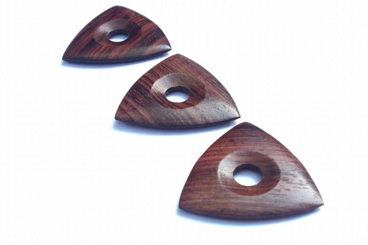 Guitar Picks Plectrum Rosewood Wood triangular Model Handmade Lot of 4 pcs