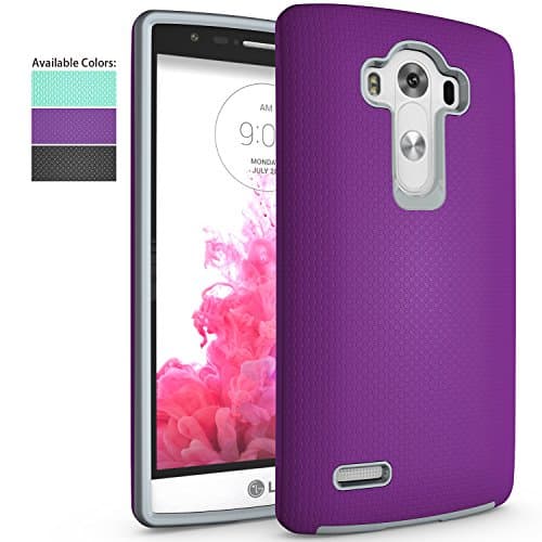 LG G4 Case,NiuBox Slim Fit Armor Dual Layer [PC + TPU Hybrid] Gear Textured Anti-Slip Shock Absorption Protective Phone Case Cover for LG G4 Purple