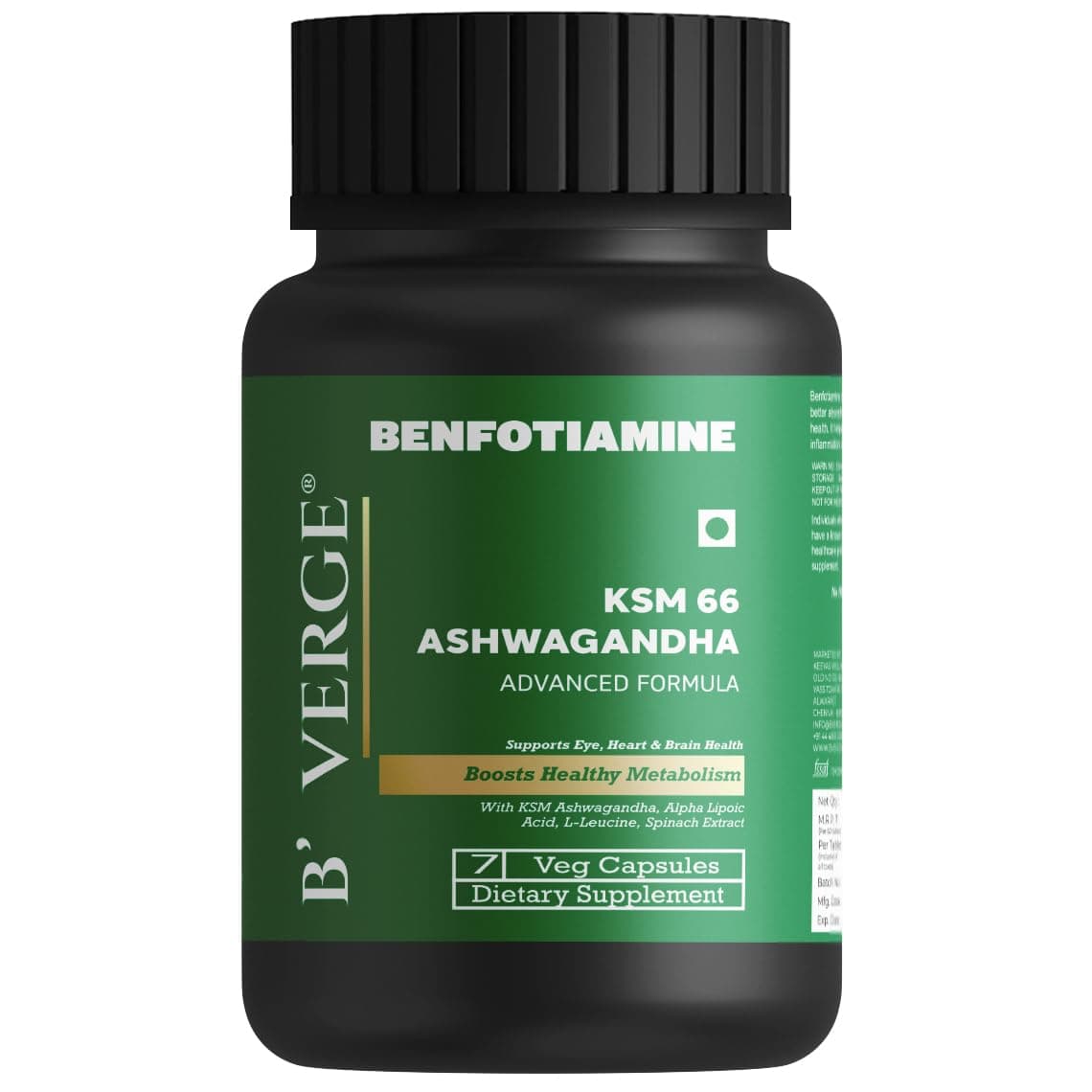 B'VERGE® Advance formula Ashwagandha KSM 66 | Advanced Formula to Support Blood Sugar Balance and Enhance Nerve Health | 7 capsules