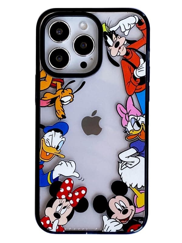 for iPhone Case Cute Cartoon Character Minnie & Mickey Mouse Girly for Girls Kids Boys Phone Cases Cover Fun Design Kawaii Advanced TPU Protective Case for iPhone 13 Pro Max(D-Home)