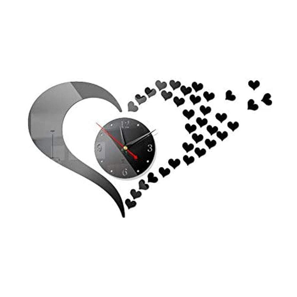 DIY Wall Acrylic Heart Clock Wall Stickers, Modern Acrylic Mirror Surface 3D Simple Big Size Wall Decor Clocks Numbers Stickers for Living Room Bedroom TV Wall Decoration Removable