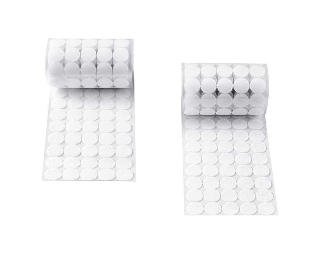 Heze 1000 pcs (500 Pair Sets) 20mm Diameter Sticky Back Coins Hook & Loop Self Adhesive Dots Tapes (White)