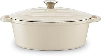 Barbary & Oak BO800252CRM Oval Cast Iron Casserole Dish with Durable Enamel Interior, 29cm, Camembert Cream