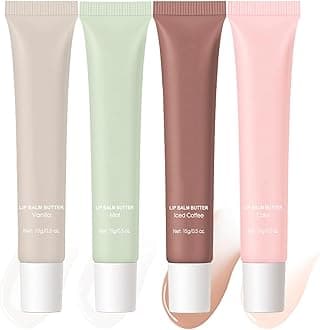 4Pcs Summer Lip Glossy Butter Balm Set, Instant Moisture Sheer Tint, Non-Sticky, Conditioning Formula to Soothe & Repair Dry, Chapped Lips, Jelly Lip Stain with Natural Scent (#1+2+3+4, 4Pcs)