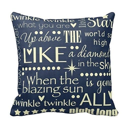 Twinkle Twinkle Little Star Square Throw Pillow Case Cushion Cover Fashion Home Decorative Pillowcase Cotton Polyester Pillow Cover(45cm x 45cm, Two Sides)