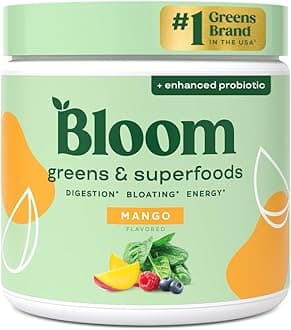 Superfood Greens Powder, Digestive Enzymes with Probiotics and Prebiotics, Gut Health, Bloating Relief for Women, Chlorella, Green Juice Mix with Beet Root Powder, 30 SVG, Mango