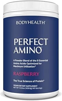 BodyHealthPerfectAmino Powder - BCAA and EAA Powder for Pre and Post Workout - Amino Acid Energy Drink Powder for Men and Women to Support Lean Muscle and Recovery - Raspberry - 60 Servings