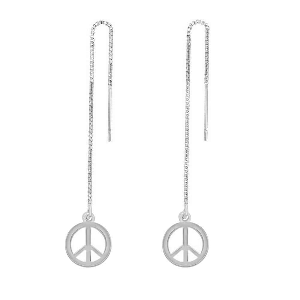 MANZHENCopper 3 Colors Peace Sign Symbol Threader Drop Earrings