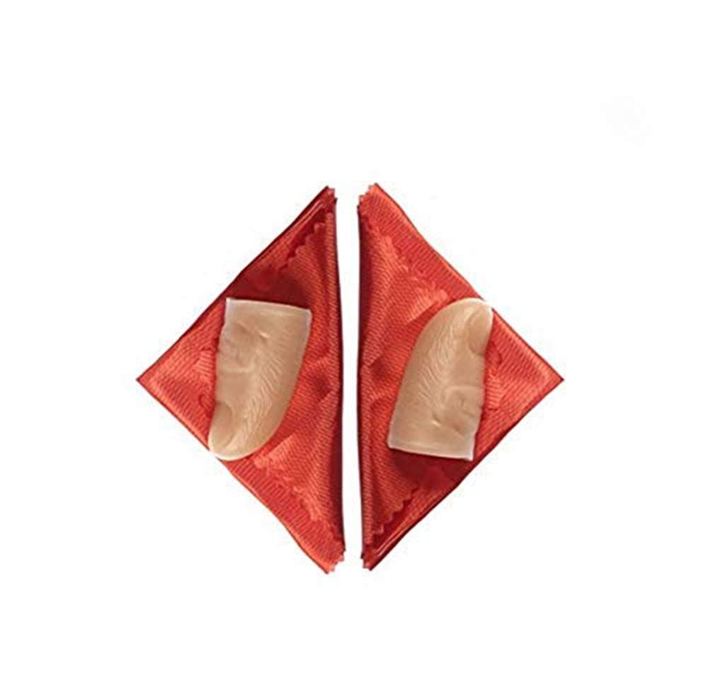 2 Pack Disappearing Silk Fake Thumb Tip Magic Trick Gimmick (2 Thumb Tips, 2 Handkerchiefs, Red, Small 2" or 50mm)