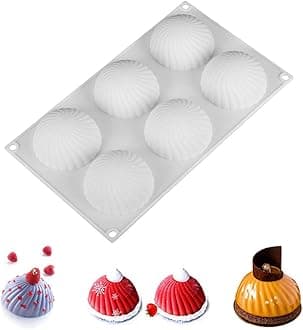 OCPO Kitchen Swirl Silicone Mold for Baking Mousse Cake, 3D Silicone Baking Mold for Cakes, Pastry, Chocolate, Dessert, Pudding, Jelly, Cake Decorating Mold, 3D Swirl Shape (6-Cavity)
