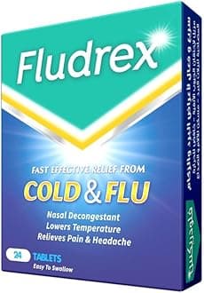 FLUDREX Tablets 24 pcs (400 mg), caffeine (32 mg), relieve cold and flu, nasal congestion, fever, headache, and pain