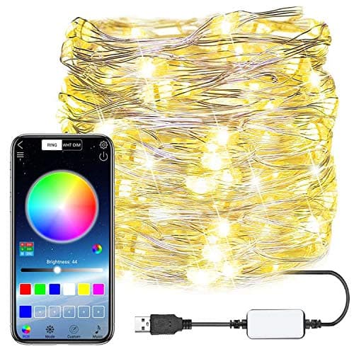 LED String Lights 16ft with 50 LEDs Fairy Lights for Bedroom, Patio, Indoor/Outdoor Waterproof Copper Wire Lights for Birthday, Wedding Multicolor 16 Colors Remote Control USB Power Christmas Lights