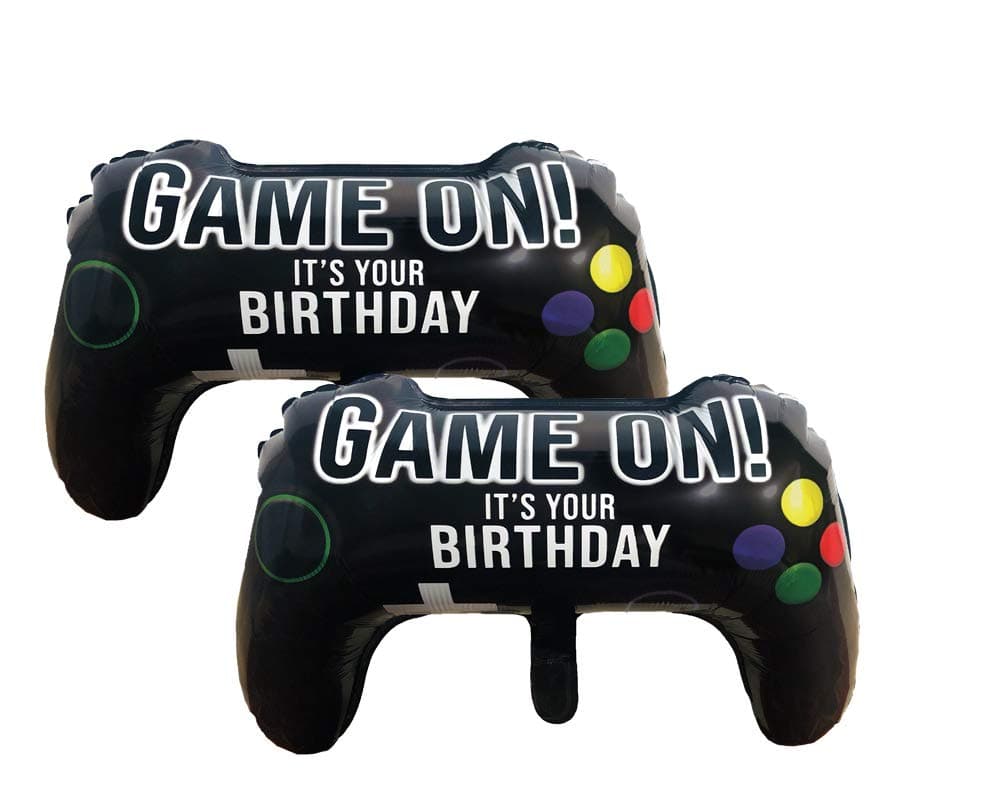 Party Hive Large 22" GAME ON Video Game Controller Balloons for Kids Birthday Party Event Decoration (2 Pack)