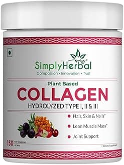Plant Based Collagen Powder Natural Peptide Builder Supplement Drink with Vitamin C, Silica, & Biotin for Skin Hair Nail Health Promote Bone Joint Function for Men & Women – 300 gm