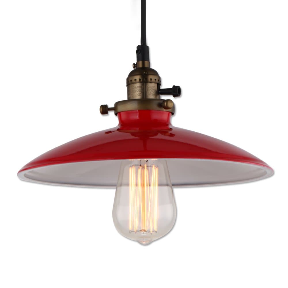 JEMMY HO Loft Pendant Lamp Dia 10 Inch E27 Mini Aluminum Iron Retro Industrial Edison Pendant Lights (Red)