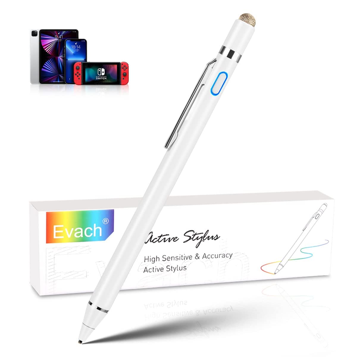 Stylus Pen for Samsung Galaxy Tab A9 A8 A7 - High-Precision Fine Tip Digital Pencil with Magnetic Fabric Cap 2 in 1 Sensitive,Good for Drawing,Pencil for Samsung Galaxy Tab A9 A8 A7,White