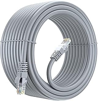 FEDUS Cat7 Ethernet Printer Cable Pure Bare Copper Double Shielded Outdoor & Indoor Lan Wire Heavy Duty High Speed Solid 24 AWG Network Cable 10Gbps, 600Mhz, Weatherproof S/FTP UV Resistant (30 METER)