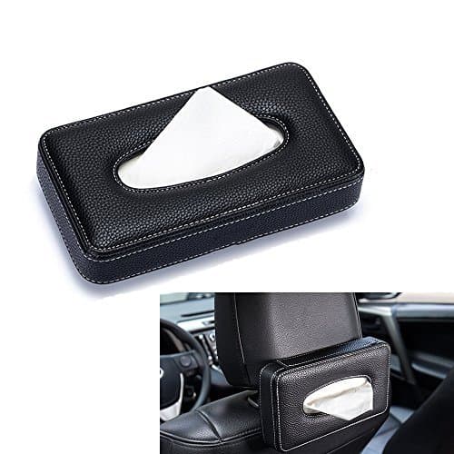 VVHOOY Car Tissue Box,Luxury Leather Tissue Refill Holder Organizer Case Hang or Flat for Car Seat Back Headrest/Armrest/Dashboard with Tissue Paper